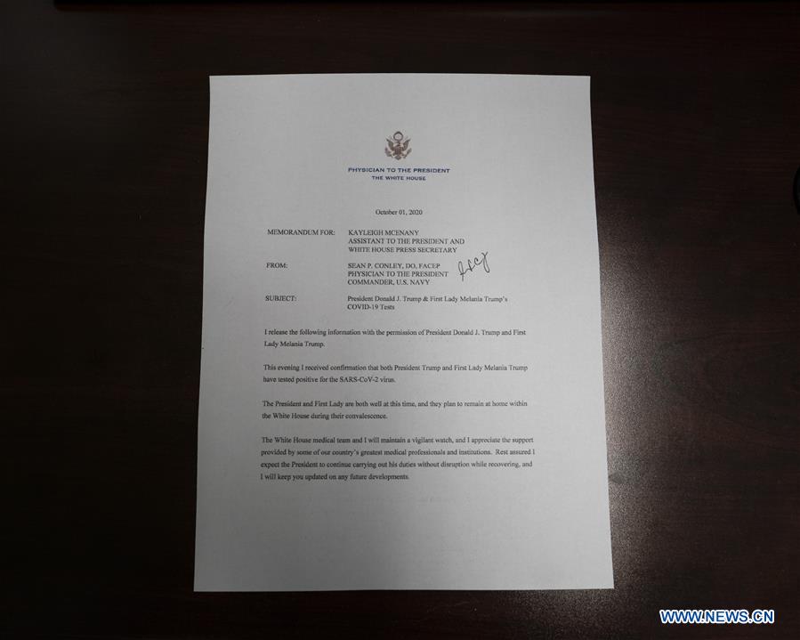 U.S.-DONALD TRUMP-COVID-19-POSITIVE