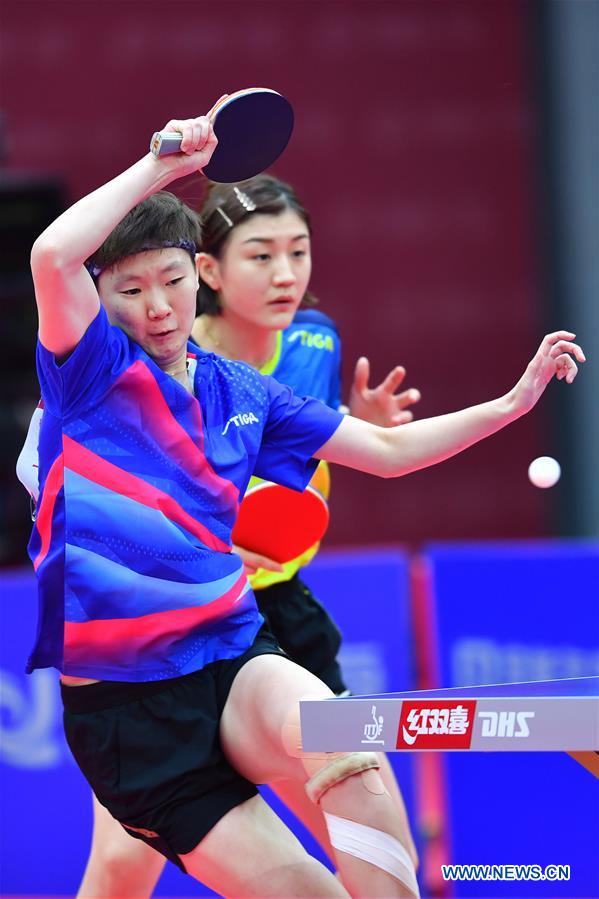 In pics women's doubles semifinal match at Chinese National Table Tennis Championships Xinhua