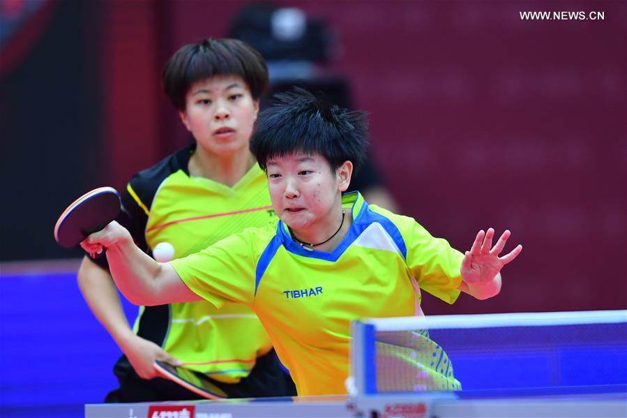 Women's doubles final match at Chinese National Table Tennis