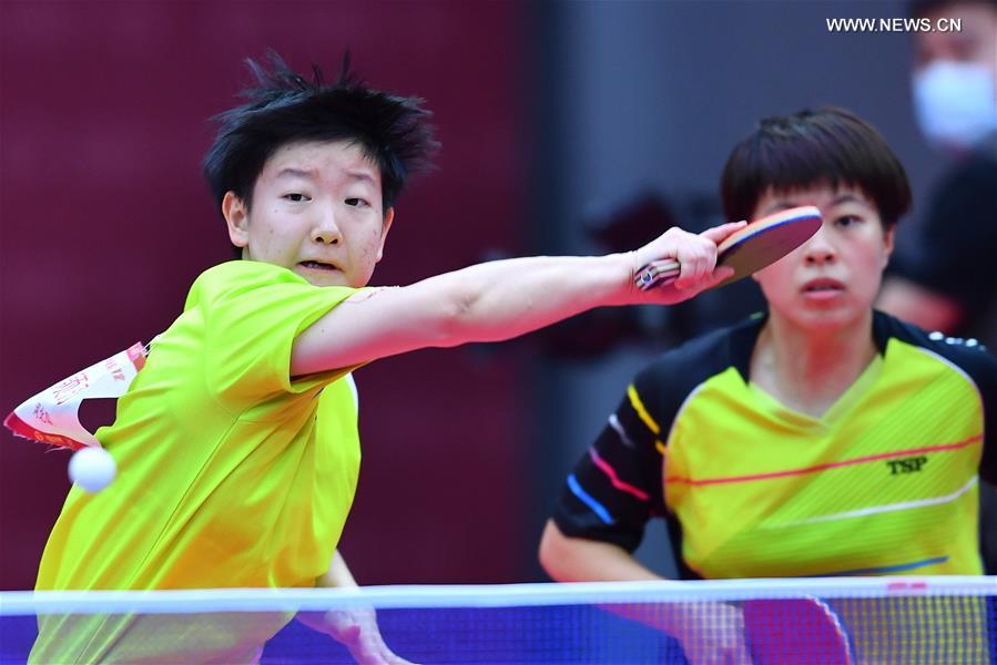 (SP)CHINA-WEIHAI-TABLE TENNIS-NATIONAL CHAMPIONSHIPS-WOMEN'S DOUBLES-FINAL (CN)