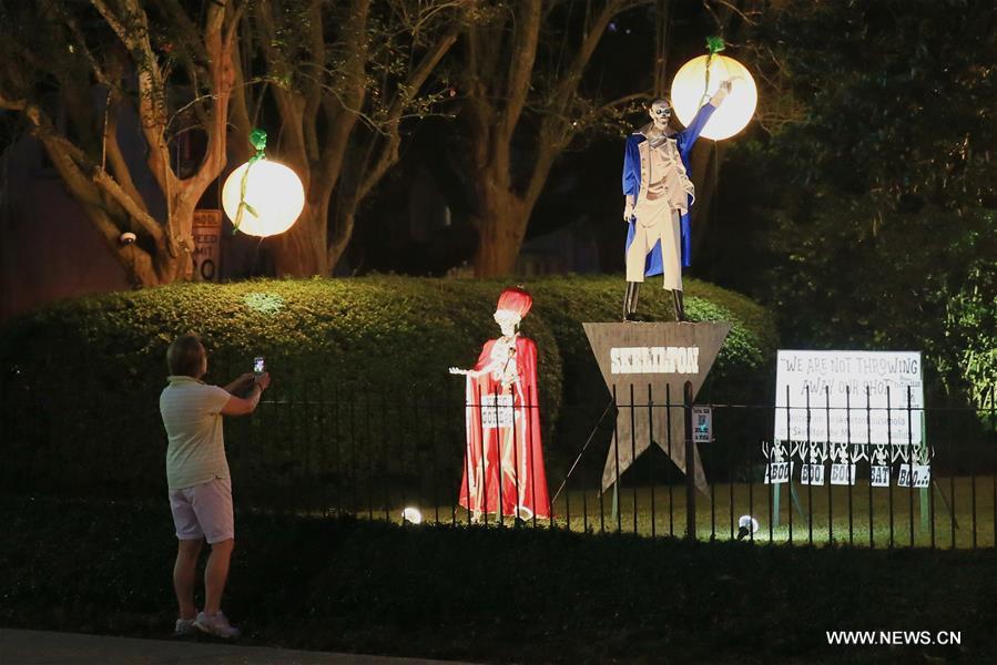 People start to decorate houses for Halloween in New Orleans, U.S