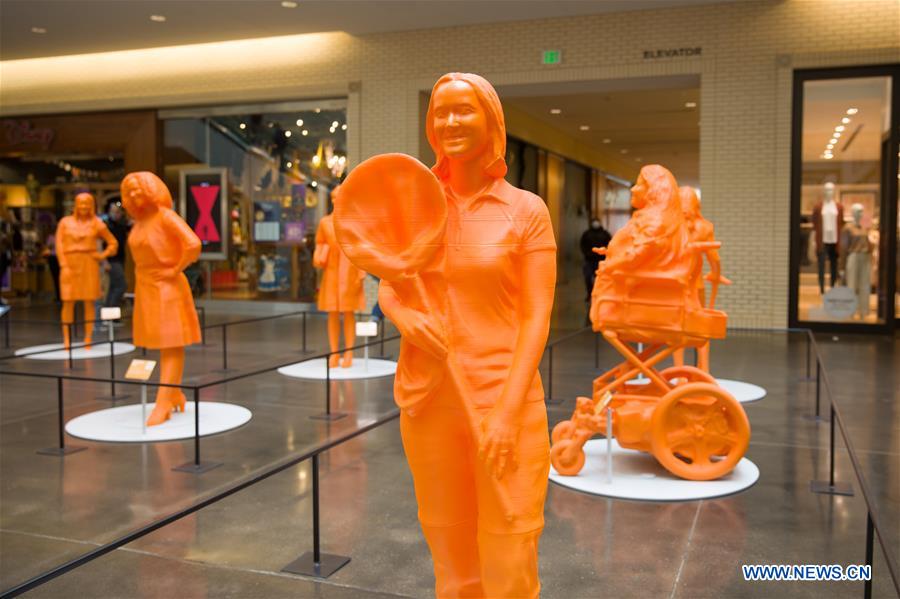 3D printed statues on display at shopping mall in U.S. Dallas to