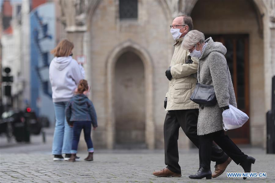 People wear masks in Brussels, Belgium Xinhua English.news.cn
