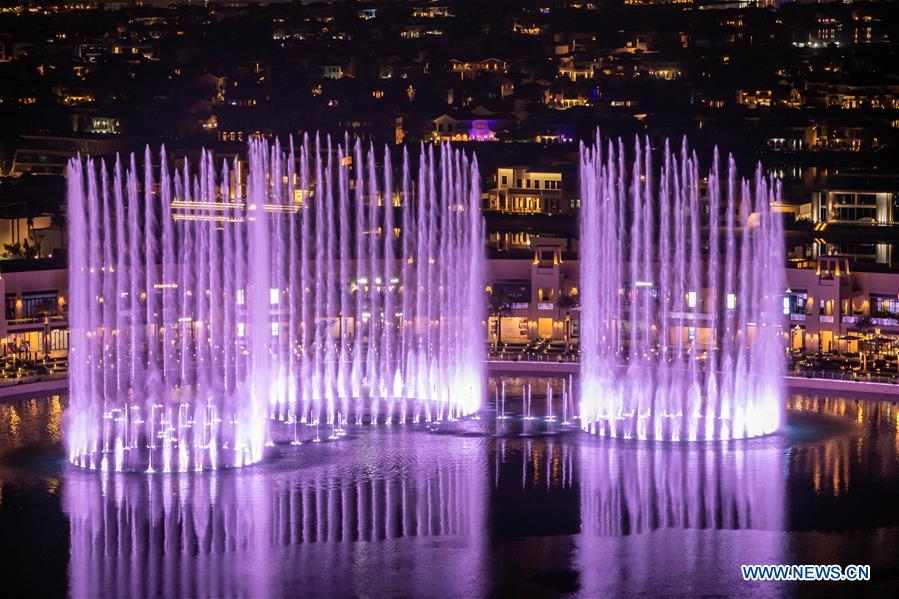 In pics Palm Fountain at Palm Jumeirah in Dubai Xinhua English.news.cn
