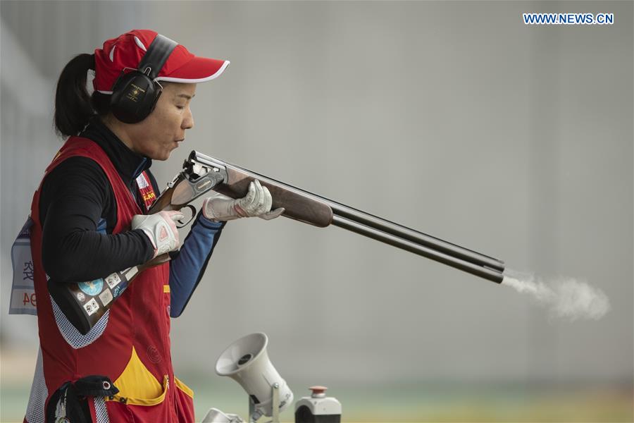 (SP)CHINA-SHANXI-LINFEN-SHOOTING-CHINESE NATIONAL CHAMPIONSHIPS-WOMEN'S TRAP QUALIFICATION (CN)
