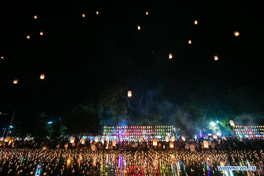 Traditional Yi Peng festival celebrated in Chiang Mai, Thailand