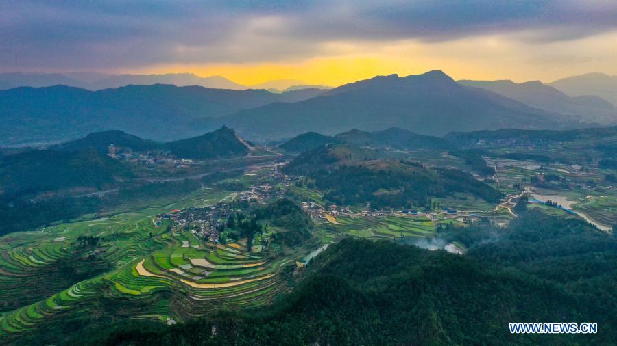 View of Gaoyao terraced fields in Danzhai County, Guizhou Xinhua