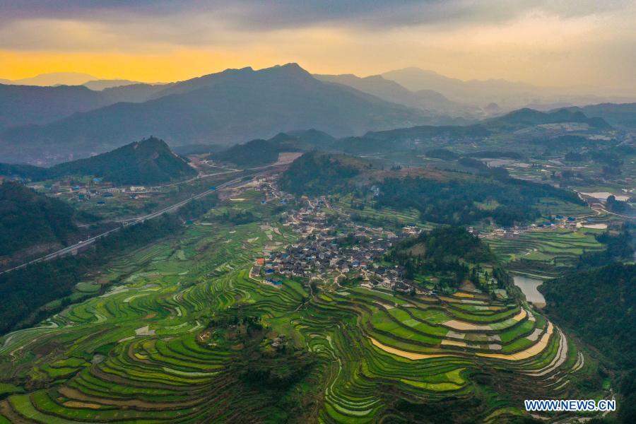 View of Gaoyao terraced fields in Danzhai County, Guizhou Xinhua