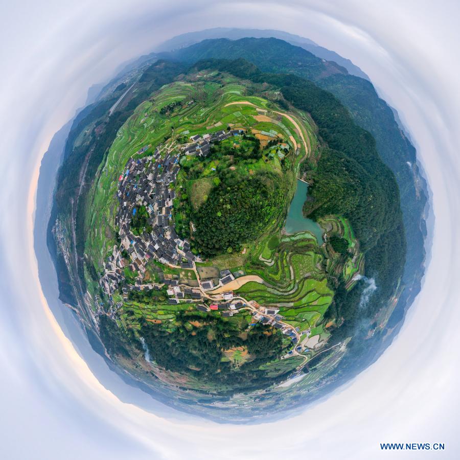 View of Gaoyao terraced fields in Danzhai County, Guizhou Xinhua