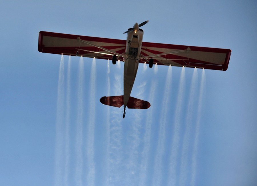 Asia Album Aircraft sprays disinfectant in India's Bangalore amid