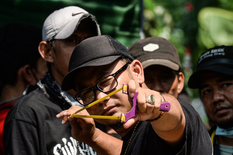 Asia Album Take aim and shoot! Traditional slingshot competition held