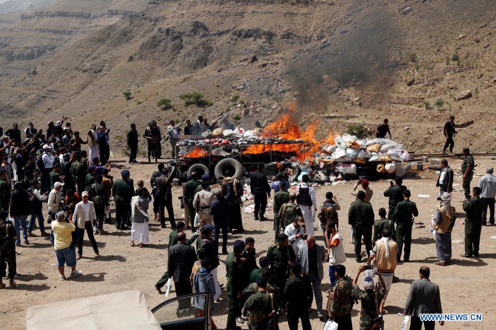 Local authorities destroy batch of illegal narcotic drugs in Sanaa