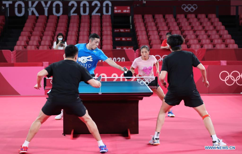 In pics training session of Chinese table tennis players ahead of