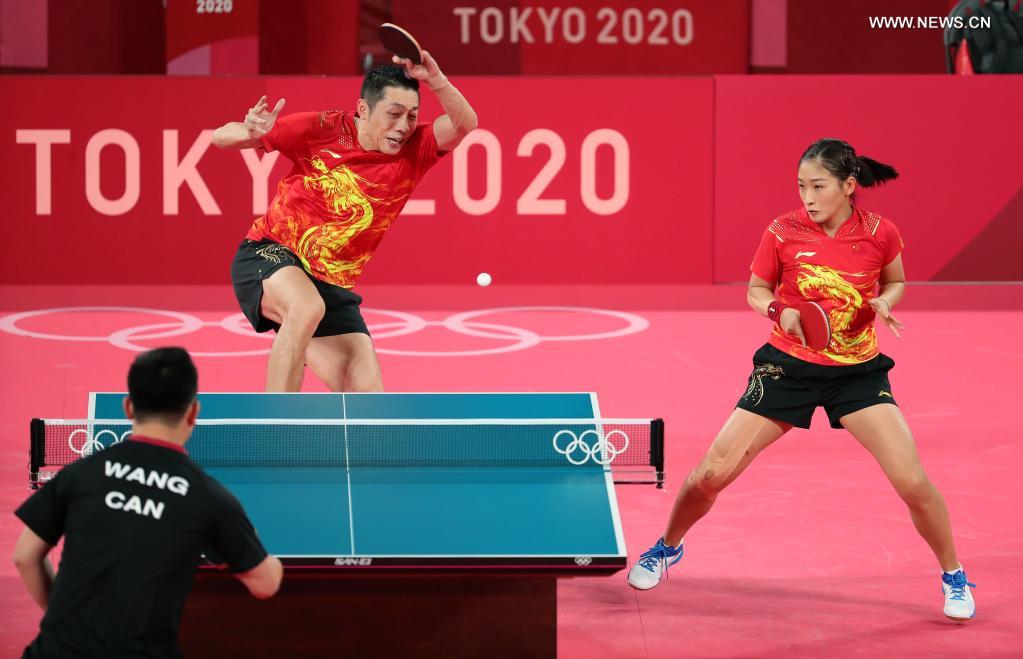Tokyo 2020 table tennis mixed doubles round of 16 match Xinhua