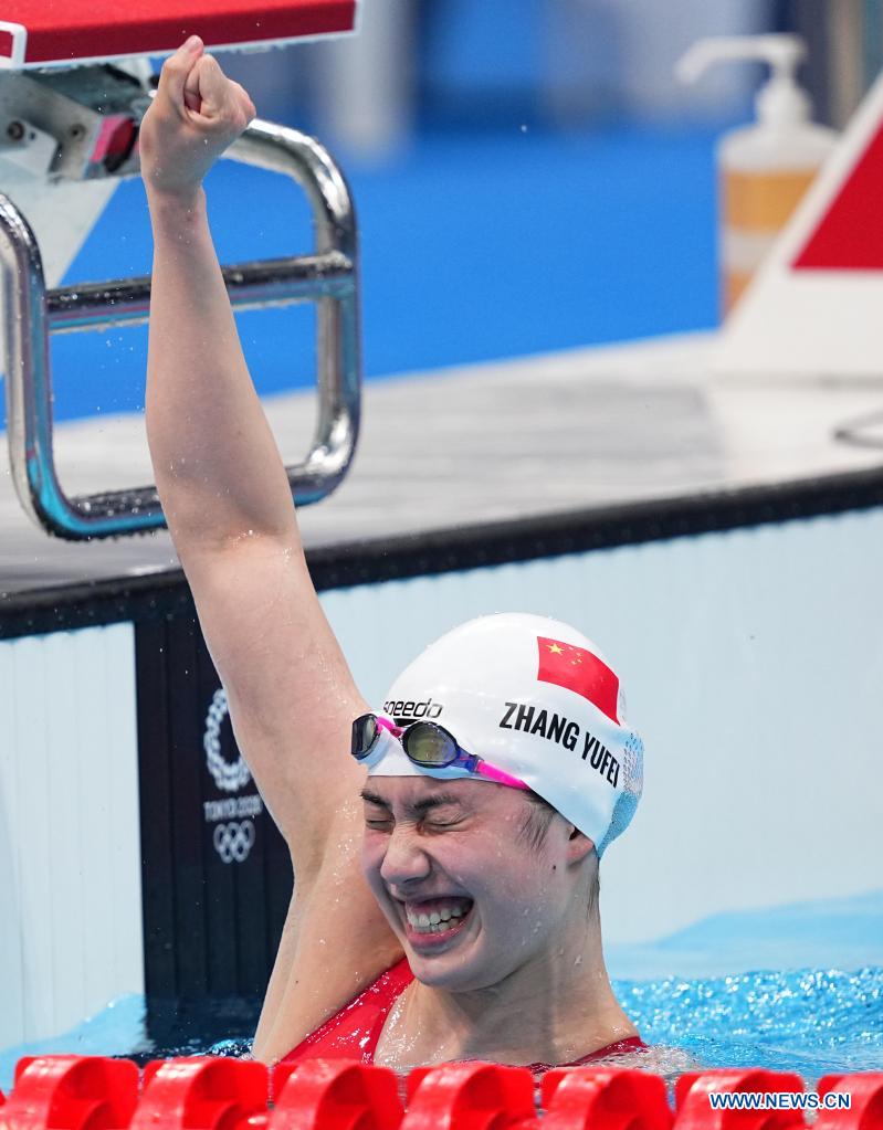 China S Zhang Shatters Olympic Record To Win Women S 200m Butterfly Gold At Tokyo Olympics Xinhua English News Cn
