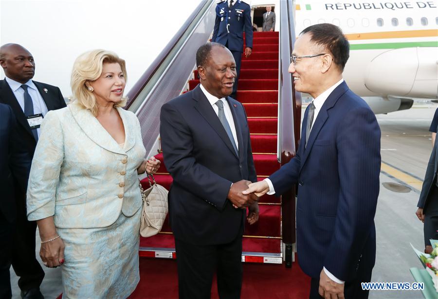 (FOCAC)CHINA-BEIJING-FOCAC-COTE D'IVOIRE-PRESIDENT-ARRIVAL (CN)
