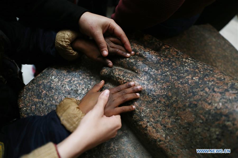 EGYPT-CAIRO-EGYPTIAN MUSEUM-VISUALLY IMPAIRED CHILDREN
