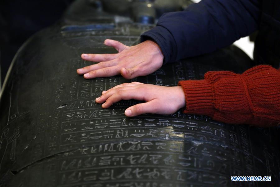EGYPT-CAIRO-EGYPTIAN MUSEUM-VISUALLY IMPAIRED CHILDREN