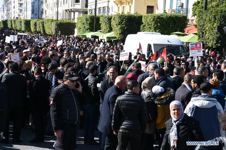 TUNISIA-TUNIS-PROTEST-U.S.-MIDDLE EAST PEACE PLAN
