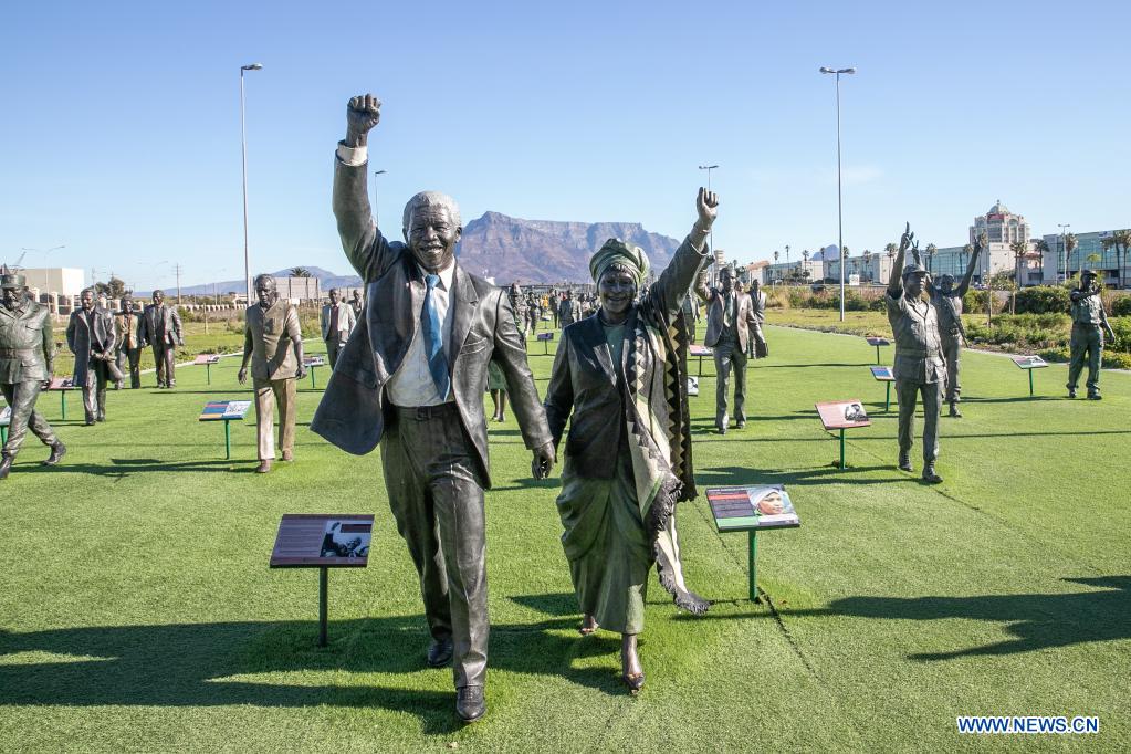 Bronze statues displayed at tourist spot The Long March to Freedom in