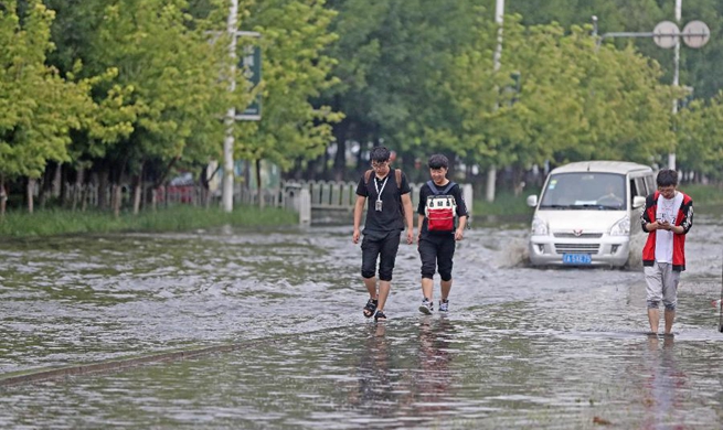 Heavy rainfall causes flood in Shenyang, NE China