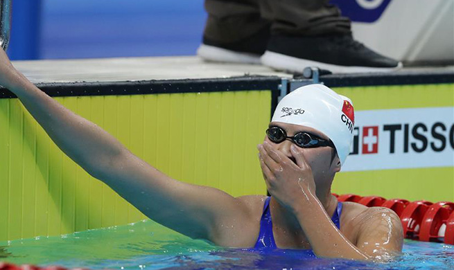Wang Jianjiahe of China wins women's 800m freestyle final at 18th Asian Games