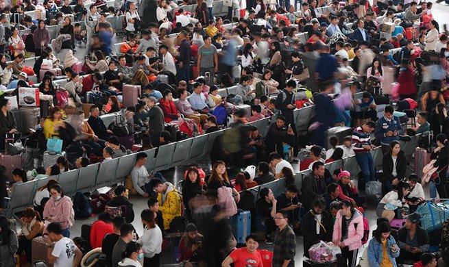 A glimpse of Guangzhou South Railway Station during Spring Festival travel rush