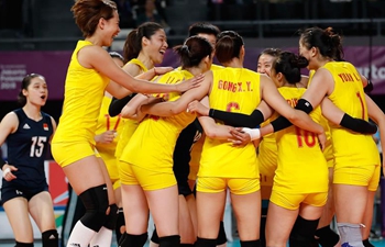 China wins women's volleyball semifinal match at 18th Asian Games
