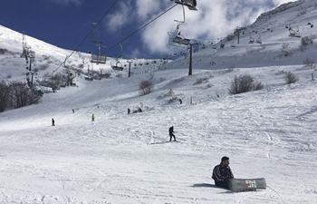People ski at Mount Hermon ski resort in Golan Heights