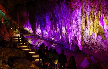 Scenery of karst landscape inside Furong Cave in China's Chongqing