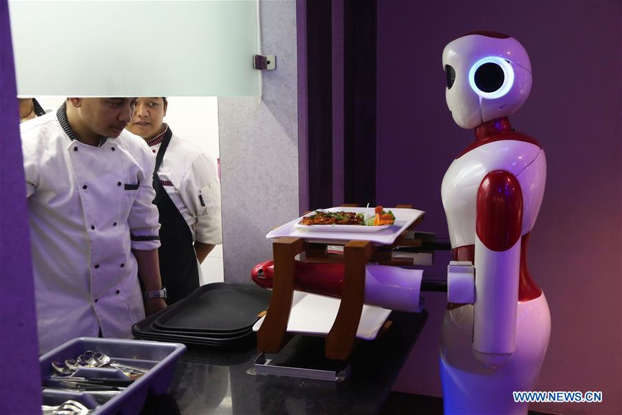 NEPAL-KATHMANDU-ROBOTIC SERVERS-RESTAURANT