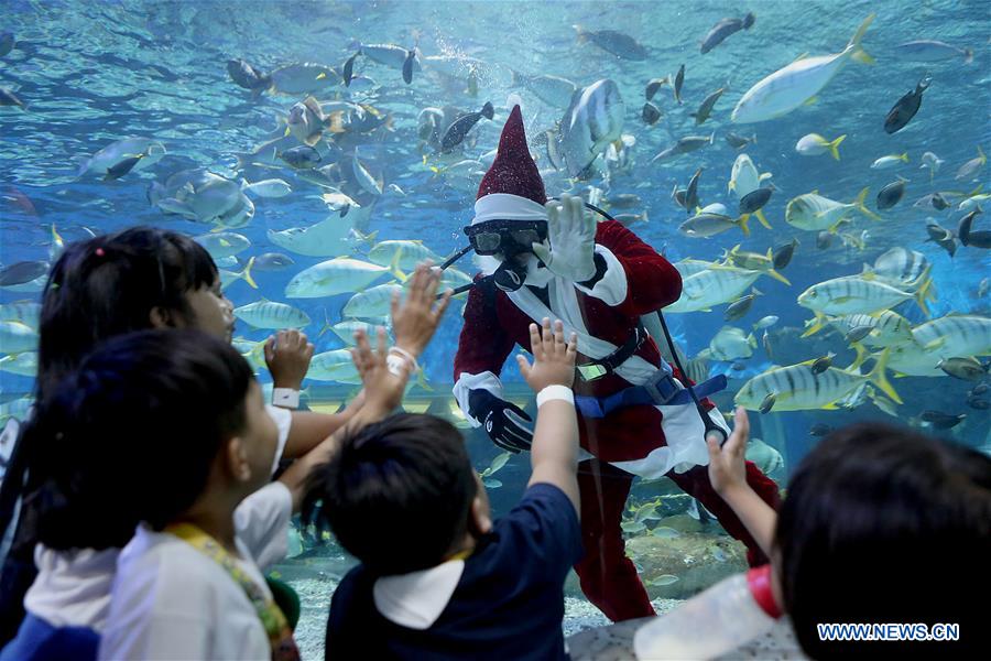 PHILIPPINES-MANILA-OCEAN PARK-UNDERWATER-SANTA CLAUS