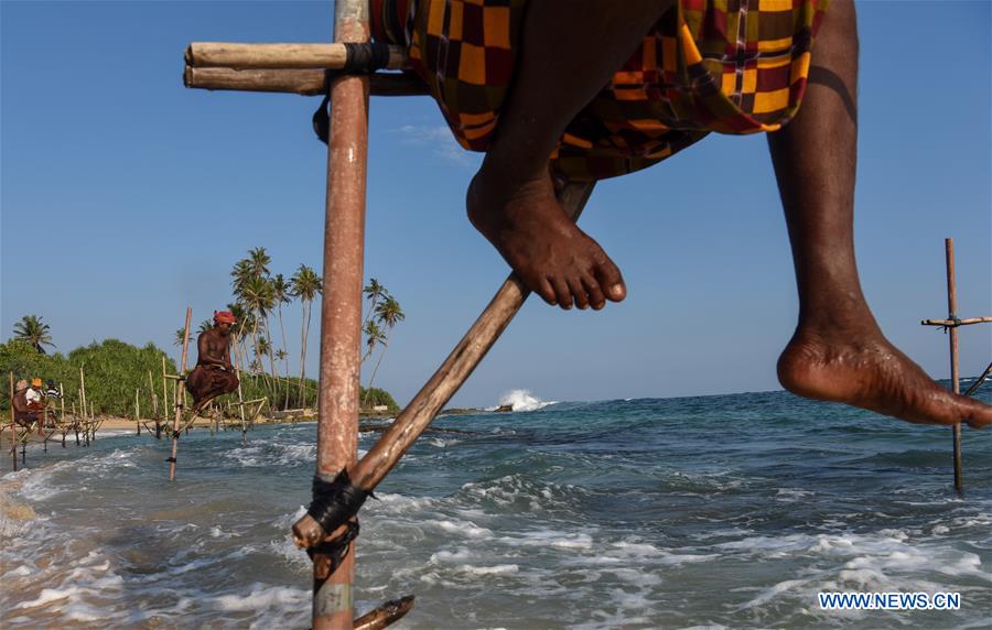 SRI LANKA-GALLE-STILT FISHING