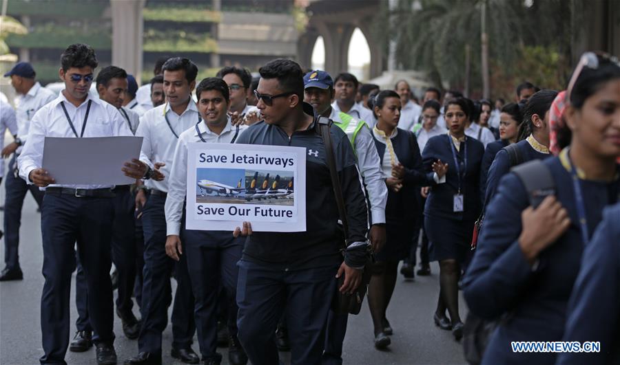 INDIA-MUMBAI-JET AIRWAYS-PROTEST