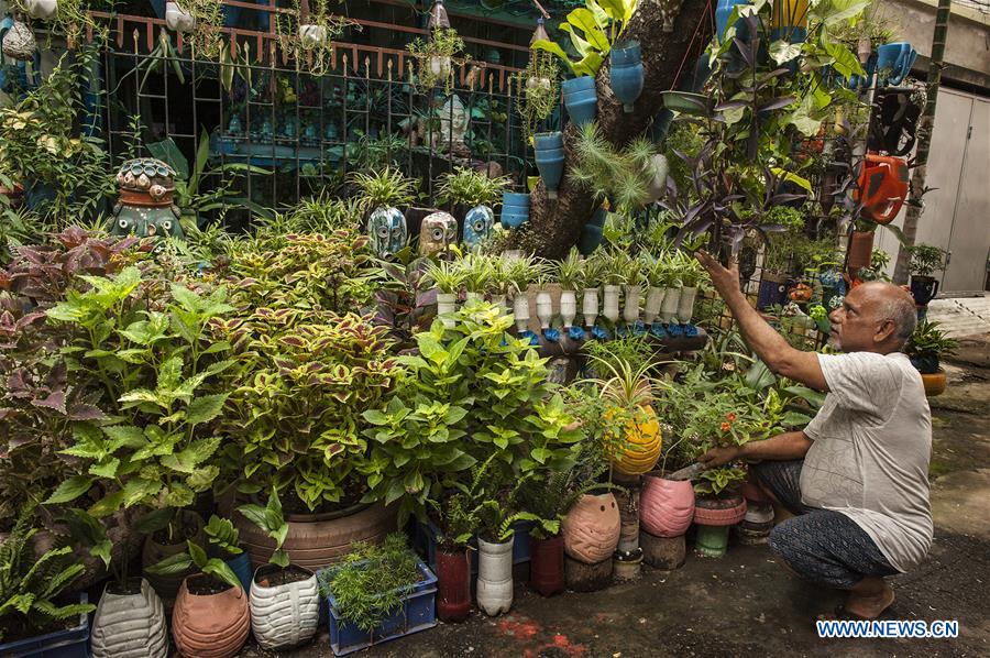 INDIA-KOLKATA-GARDEN-REUSED WASTE