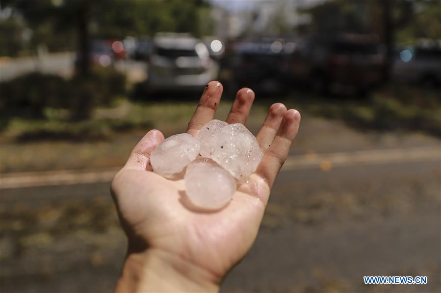 AUSTRALIA-CANBERRA-HAILSTONES-DAMAGE