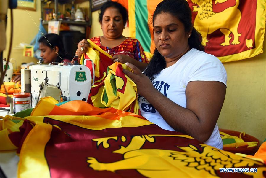 SRI LANKA-COLOMBO-NATIONAL DAY-FLAGS