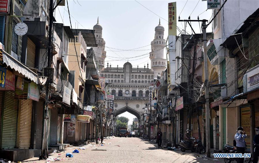 INDIA-HYDERABAD-COVID-19-PUBLIC CURFEW