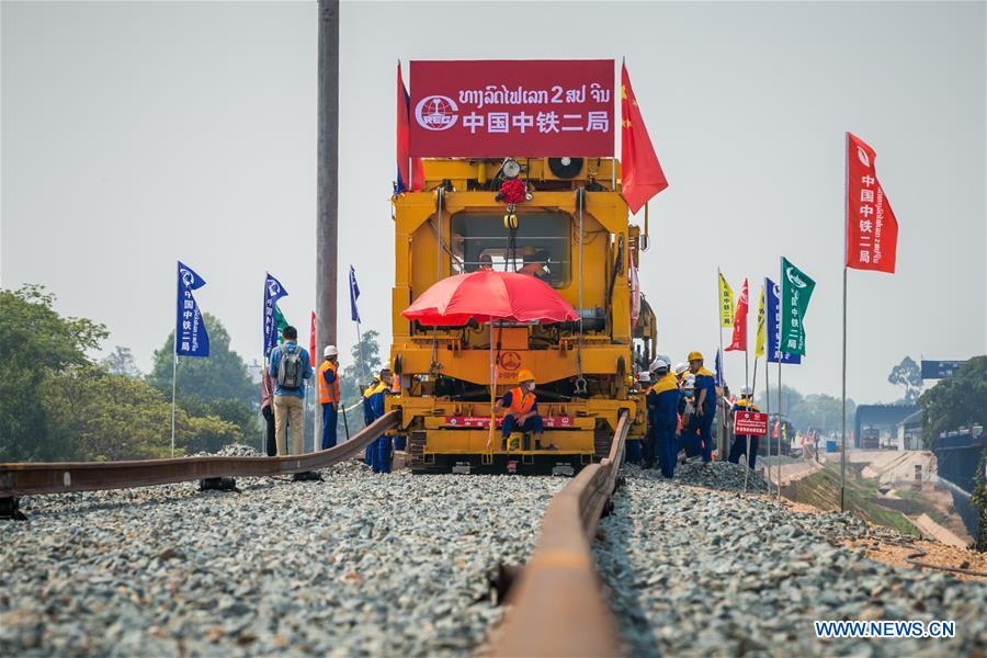 LAOS-VIENTIANE-CHINA-RAILWAY-1ST TRACK LAID