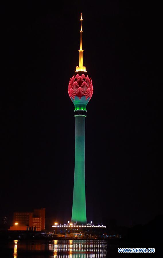 SRI LANKA-COLOMBO-LOTUS TOWER-LIGHTS-COVID-19