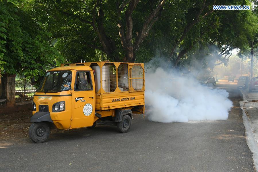 INDIA-KARNATAKA-COVID-19-FUMIGATE