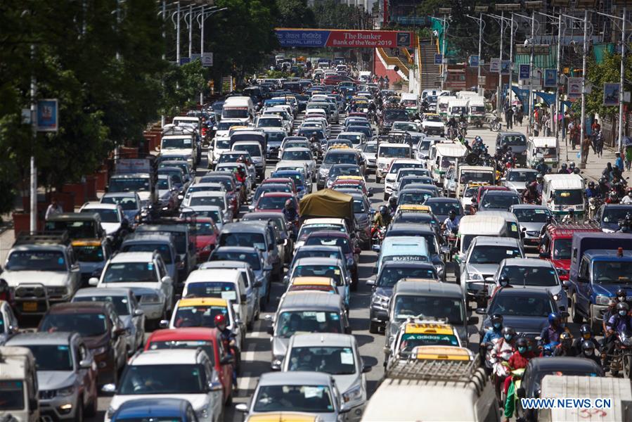 Traffic jam seen in Kathmandu, Nepal Xinhua English.news.cn