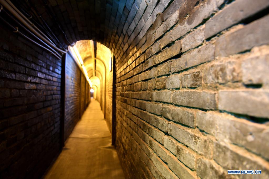Interior view of ancient underground military tunnel in Bozhou, Anhui