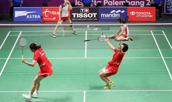 Chinese shuttlers Chen and Jia crowned in Asiad women's doubles
