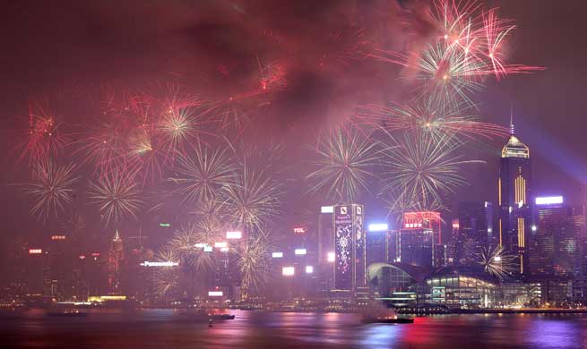 Hong Kong holds fireworks show to celebrate Lunar New Year