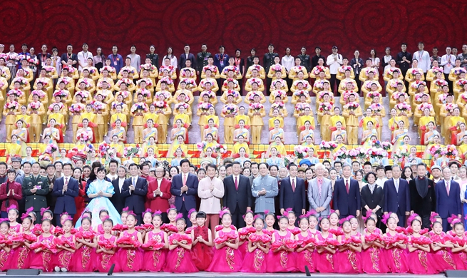 China holds art performance to celebrate 70th founding anniversary of PRC