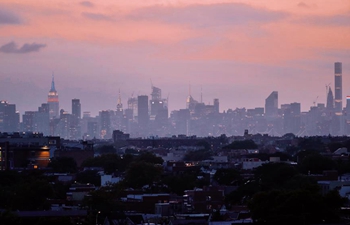 Manhattan skyline seen from Arthur Ashe Stadium in New York City, U.S.
