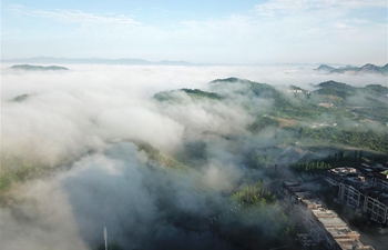 Fog scenery in Guiyang, SW China's Guizhou