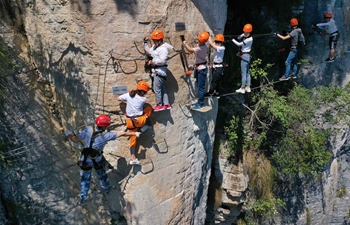Tourists experience outdoor activities in Jianshi County, China's Hubei