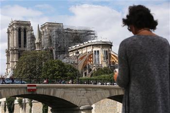 Notre Dame Cathedral under repairs in Paris, France